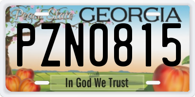 GA license plate PZN0815