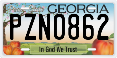 GA license plate PZN0862