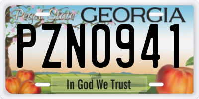 GA license plate PZN0941