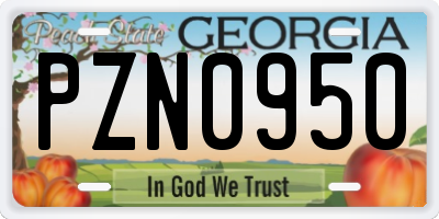 GA license plate PZN0950