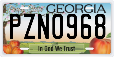 GA license plate PZN0968