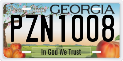 GA license plate PZN1008