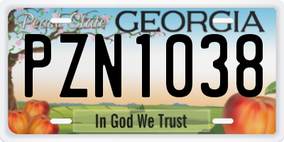 GA license plate PZN1038