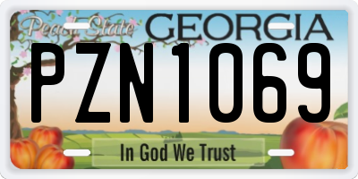 GA license plate PZN1069