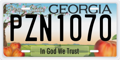 GA license plate PZN1070