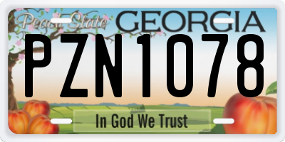 GA license plate PZN1078