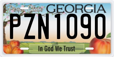 GA license plate PZN1090