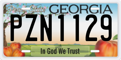 GA license plate PZN1129