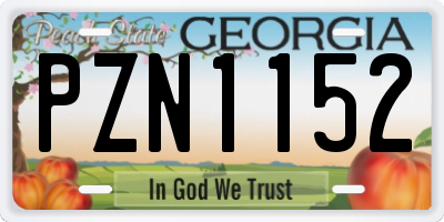 GA license plate PZN1152