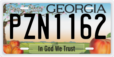 GA license plate PZN1162