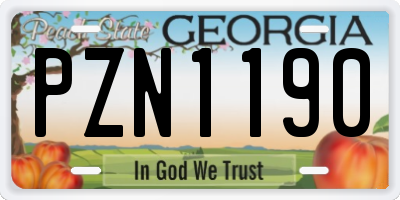 GA license plate PZN1190