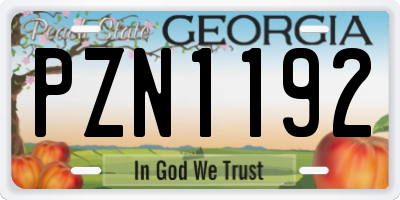 GA license plate PZN1192