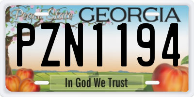 GA license plate PZN1194
