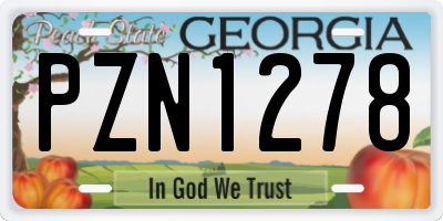 GA license plate PZN1278