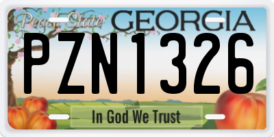 GA license plate PZN1326
