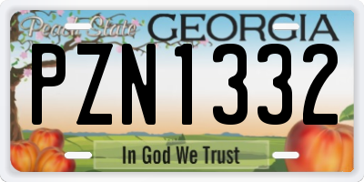 GA license plate PZN1332