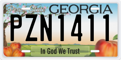 GA license plate PZN1411