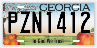 GA license plate PZN1412