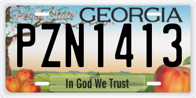 GA license plate PZN1413