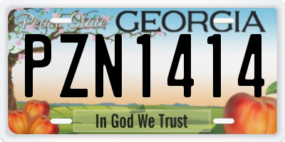 GA license plate PZN1414