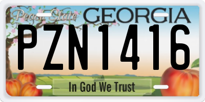 GA license plate PZN1416