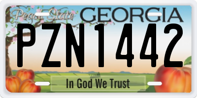 GA license plate PZN1442