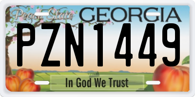 GA license plate PZN1449