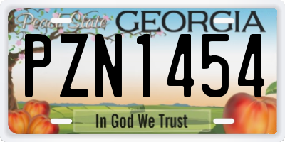 GA license plate PZN1454