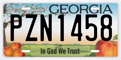 GA license plate PZN1458