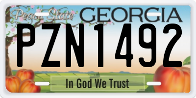 GA license plate PZN1492