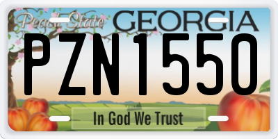 GA license plate PZN1550