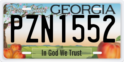 GA license plate PZN1552