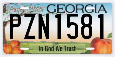 GA license plate PZN1581