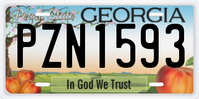 GA license plate PZN1593