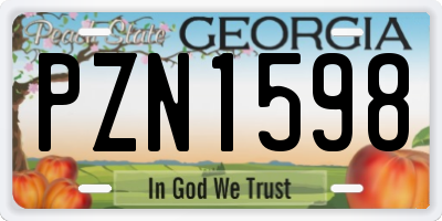 GA license plate PZN1598