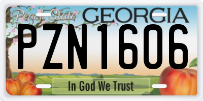 GA license plate PZN1606