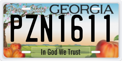 GA license plate PZN1611