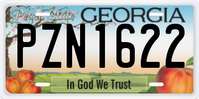 GA license plate PZN1622