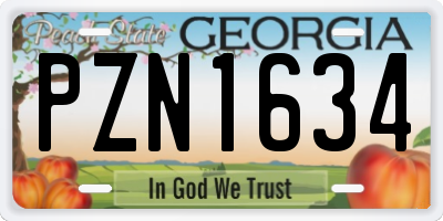 GA license plate PZN1634