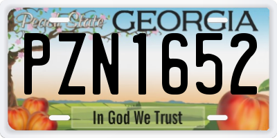 GA license plate PZN1652