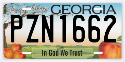 GA license plate PZN1662