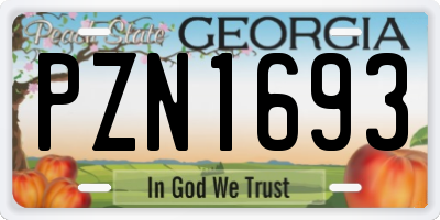 GA license plate PZN1693