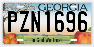 GA license plate PZN1696