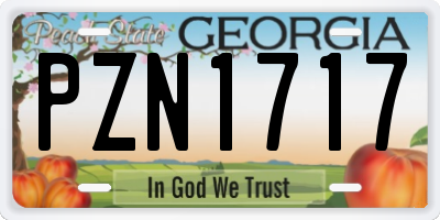 GA license plate PZN1717