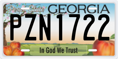 GA license plate PZN1722