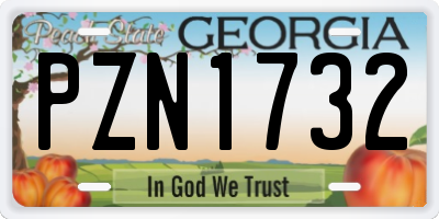 GA license plate PZN1732
