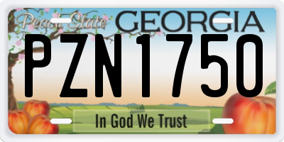 GA license plate PZN1750