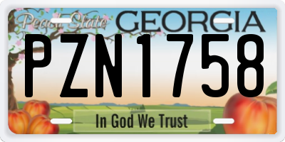 GA license plate PZN1758