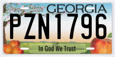 GA license plate PZN1796