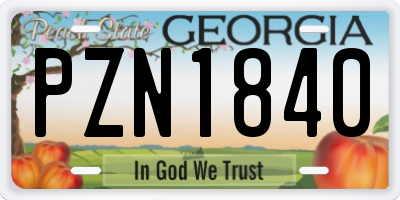 GA license plate PZN1840